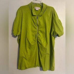 Michael Kors Green Short Sleeve Zip-Up Top size 2X
